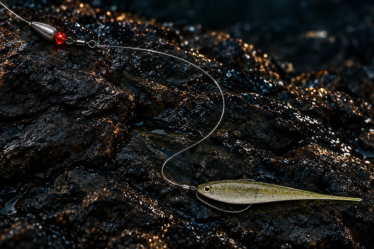 Illustration: No-Action-Shad am Carolina Rig